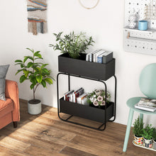 Load image into Gallery viewer, 2-Tier Metal Elevated Garden Bed with Raised Flower Box-Black
