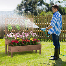 Load image into Gallery viewer, 2-Tier Raised Garden Bed with Trellis-Brown
