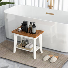Load image into Gallery viewer, 2-Tier HDPE Waterproof Shower Bench with Storage Shelf-Brown
