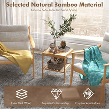Load image into Gallery viewer, 2 Pieces 2 Tiers Bamboo Nightstand for Living Room Bedroom-Natural
