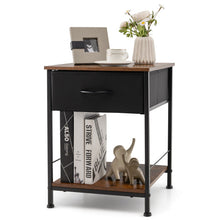 Load image into Gallery viewer, 2 Tiers Wood Nightstand with Drawer for Bedroom and Living Room-Rustic Brown
