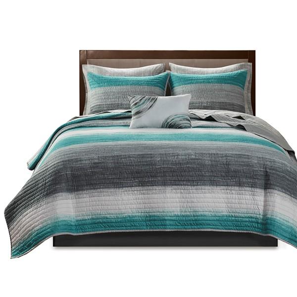 Madison Park Essentials Saben Complete Reversible Coverlet And Cotton Sheet Set MPE13-806 By Olliix