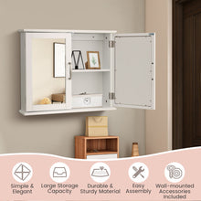 Load image into Gallery viewer, 2-Tier Bathroom Wall-Mounted Mirror Storage Cabinet with Handles-White
