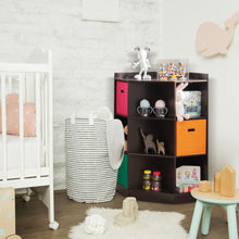 Load image into Gallery viewer, 3-Tier Kids Storage Shelf Corner Cabinet with 3 Baskets-Brown
