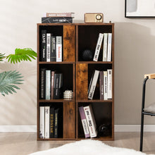 Load image into Gallery viewer, 3-Tier 6 Cube Freestanding Bookcase with Anti-toppling Device-Rustic Brown

