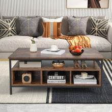 Load image into Gallery viewer, 3-Tier Industrial Style Coffee Table with Storage and Heavy-duty Metal Frame-Coffee

