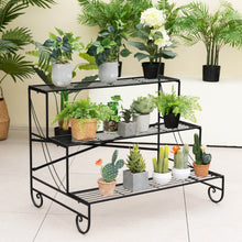 Load image into Gallery viewer, 3-Tier Mental Plant Stand with Grid Shelf
