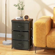 Load image into Gallery viewer, 3-Tier Fabric Nightstand with Sturdy Metal Frame-Black
