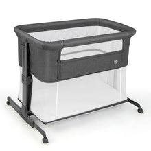 Load image into Gallery viewer, 3-in-1 Foldable Baby Bedside Sleeper  with Mattress and 5 Adjustable Heights-Dark Gray

