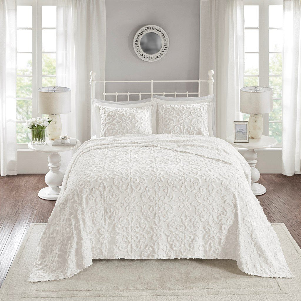 3 Piece Cotton Chenille Bedspread Set -King/Cal King MP13-5321 By Olliix