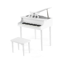 Load image into Gallery viewer, 30-Key Wood Toy Kids Grand Piano with Bench and Music Rack-White
