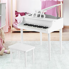 Load image into Gallery viewer, 30-Key Wood Toy Kids Grand Piano with Bench and Music Rack-White
