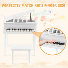 Load image into Gallery viewer, 30-Key Wood Toy Kids Grand Piano with Bench and Music Rack-White
