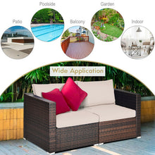 Load image into Gallery viewer, 2PCS Patio Rattan Sectional Conversation Sofa Set-Beige
