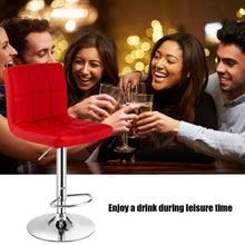 Load image into Gallery viewer, Set of 2 Square Swivel Adjustable PU Leather Bar Stools with Back and Footrest-Red
