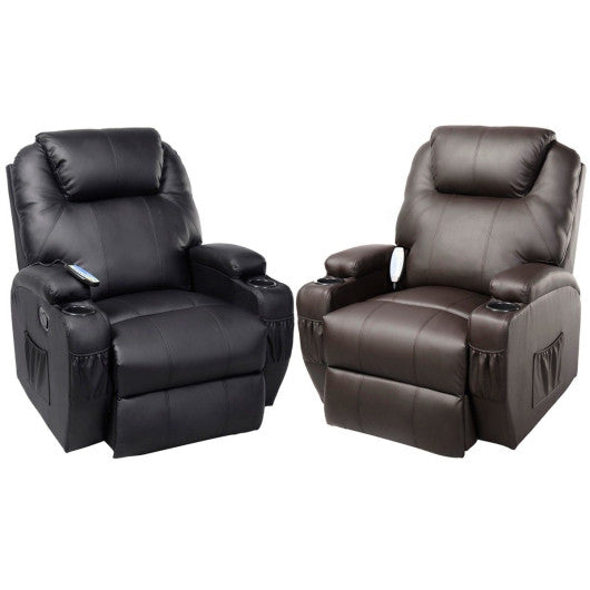 Ergonomic Heated Massage Recliner Sofa Chair Deluxe Lounge Executive w/ Control-brown