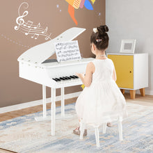 Load image into Gallery viewer, 30-Key Kids Piano Keyboard Toy with Bench Piano Lid and Music Rack-White
