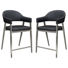 Load image into Gallery viewer, Adele Set of Two Counter Height Chairs in Black Leatherette w/ Brushed Stainless Steel Leg by Diamond Sofa
