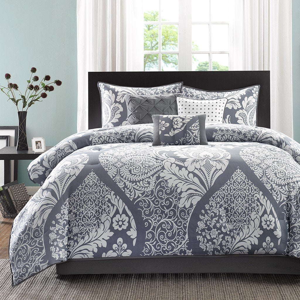 Madison Park 7 Piece Cotton Printed Comforter Set - Cal King MP10-503 By Olliix