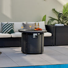 Load image into Gallery viewer, 32 Inch Patio Round 30000 BTU Propane Fire Pit Table with Fire Glasses and PVC Cover
