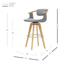 Load image into Gallery viewer, Darwin Fabric Bamboo Counter Stool

