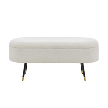 Load image into Gallery viewer, Phoebe KD Faux Shearling Fabric Storage Bench w/ Gold Tip Metal Legs
