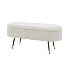 Load image into Gallery viewer, Phoebe KD Faux Shearling Fabric Storage Bench w/ Gold Tip Metal Legs
