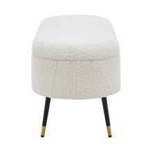 Load image into Gallery viewer, Phoebe KD Faux Shearling Fabric Storage Bench w/ Gold Tip Metal Legs
