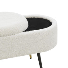 Load image into Gallery viewer, Phoebe KD Faux Shearling Fabric Storage Bench w/ Gold Tip Metal Legs
