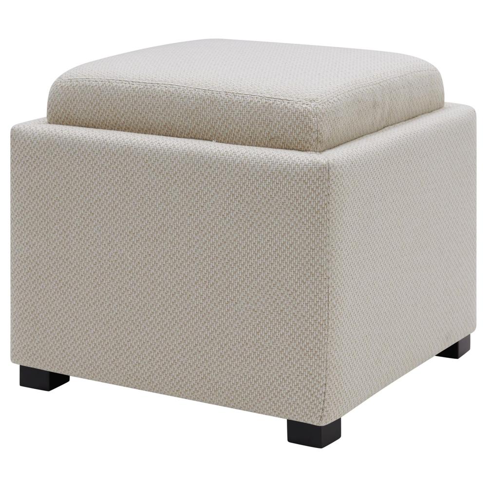 Cameron Square Fabric Storage Ottoman with Tray