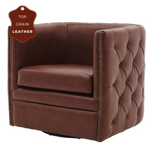 Load image into Gallery viewer, Leslie Top Grain Leather Swivel Tufted Chair
