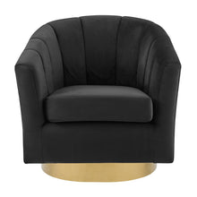 Load image into Gallery viewer, Natasha Velvet Fabric w/ Gold Base Swivel Accent Arm Chair
