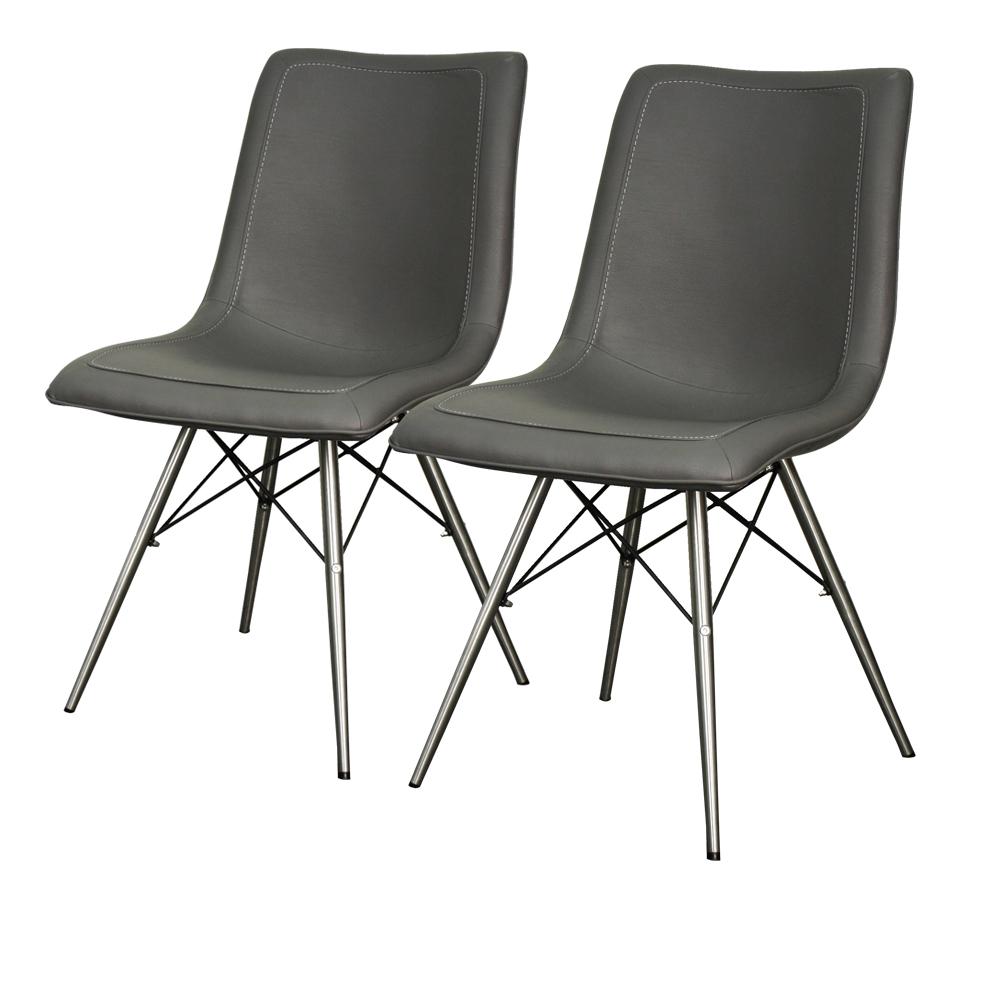 Blaine PU Chair Stainless Steel Legs, (Set of 2)