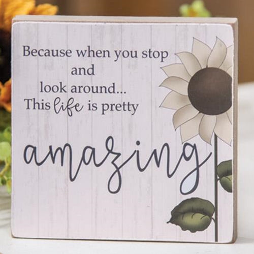 Life Is Amazing Square Block  (Pack of 4)