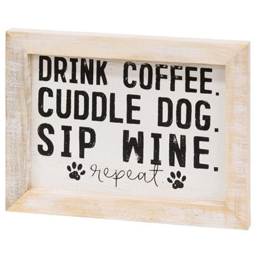 Coffee Dog and Wine Framed Sign (Pack of 4)