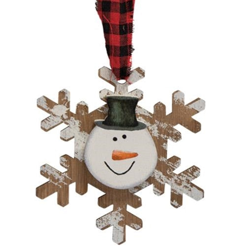 Happy Snowman Snowflake Ornament 3 Asstd.  (Pack of 4)