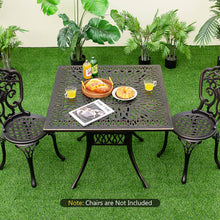 Load image into Gallery viewer, 35.4 Inch Aluminum Patio Square Dining Table with Umbrella Hole-Bronze
