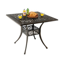 Load image into Gallery viewer, 35.4 Inch Aluminum Patio Square Dining Table with Umbrella Hole-Bronze
