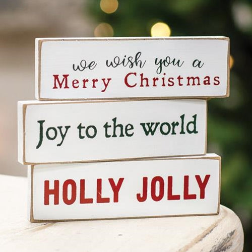 Holly Jolly Mini Block 3 Asstd. (Pack of 4)