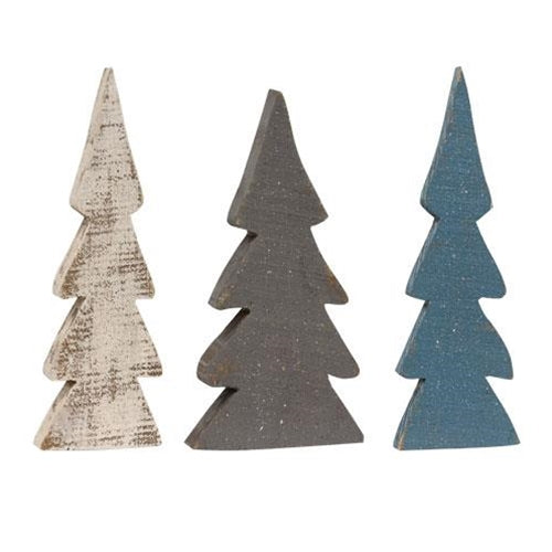 3/Set Snowy Wooden Trees