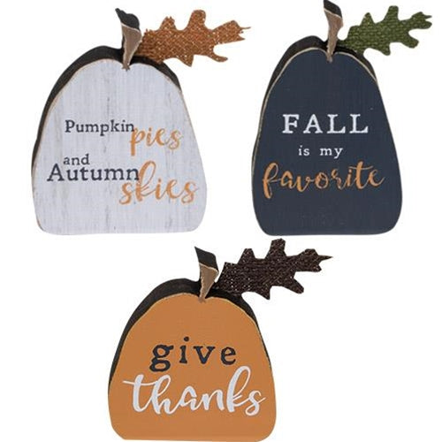 3/Set Fall Phrases Freestanding Pumpkins (Pack of 4)