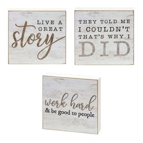 Live A Great Story Square Block 3 Asstd. (Pack of 4)