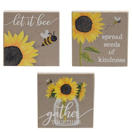 Let It Bee Square Block 3 Asstd. (Pack of 4)