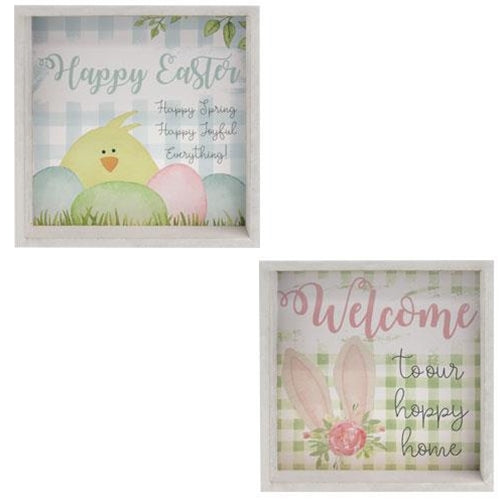 Hoppy Home Box Sign 2 Asstd. (Pack of 2)