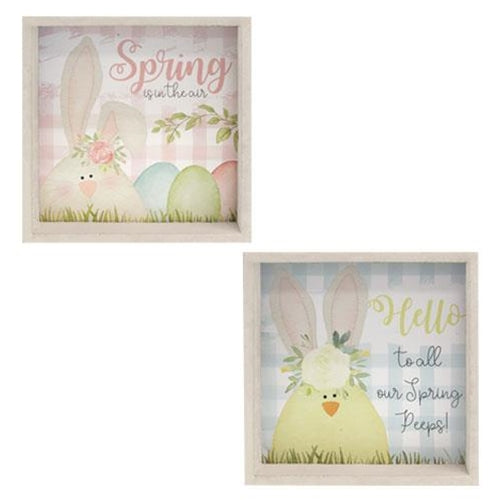 Hello Spring Box Sign 2 Asstd. (Pack of 2)