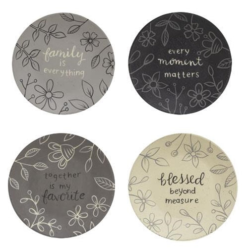 Sentiment Floral Plate 4 Asstd. (Pack of 4)