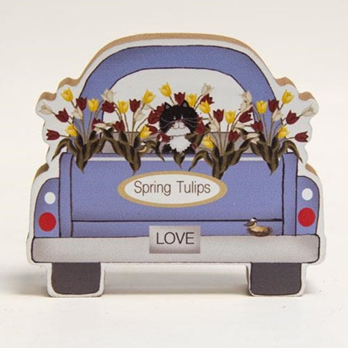 Spring Tulips Chunky Truck w/Cat (Pack of 4)