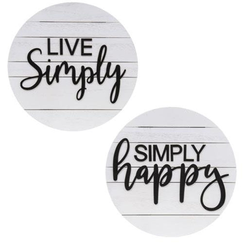Simple Sentiment Round Slatboard Sign 2 Asstd.