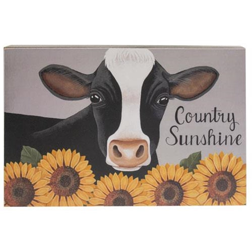 Cow & Sunflowers Country Sunshine Box Sign (Pack of 2)