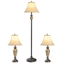 Load image into Gallery viewer, 3-Piece Table and Floor Lamp Set with Linen Fabric Lamp Shades
